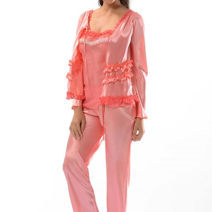 Nar Çiçeği Saten Pijama Takımı - 1413