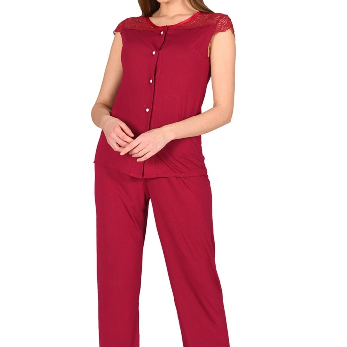 Bordo Penye Pijama Takımı - 1632