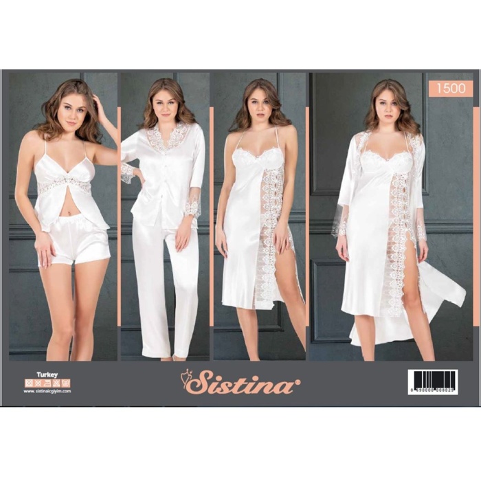 Beyaz Saten Çeyizlik 6 lı Set - 1500