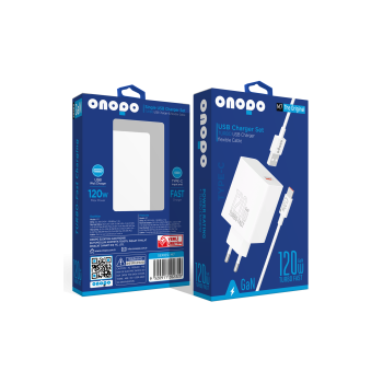 Onopo 120W USB Turbo Hızlı Şarj Aleti Seti Esnek Kablo Type-C - M7