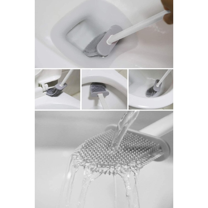 GRİ RENK Duvara Yapışkanlı Silikon Tuvalet Fırçası