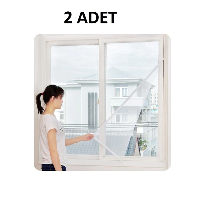 2 ADET Cırtlı Tek Kanat Pencere Sinekliği 75 x 125 Cm (4 Metre Cırt Bant)