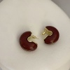 Kahve&Bordo Boru Model Yarım Halka Küpe