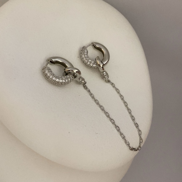 Silverrengi Zirkontaşlı Zincir Sallantılı Küpe