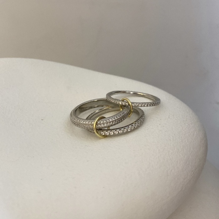 Silverrengi 3lü Taşlı Spinelli Yüzük