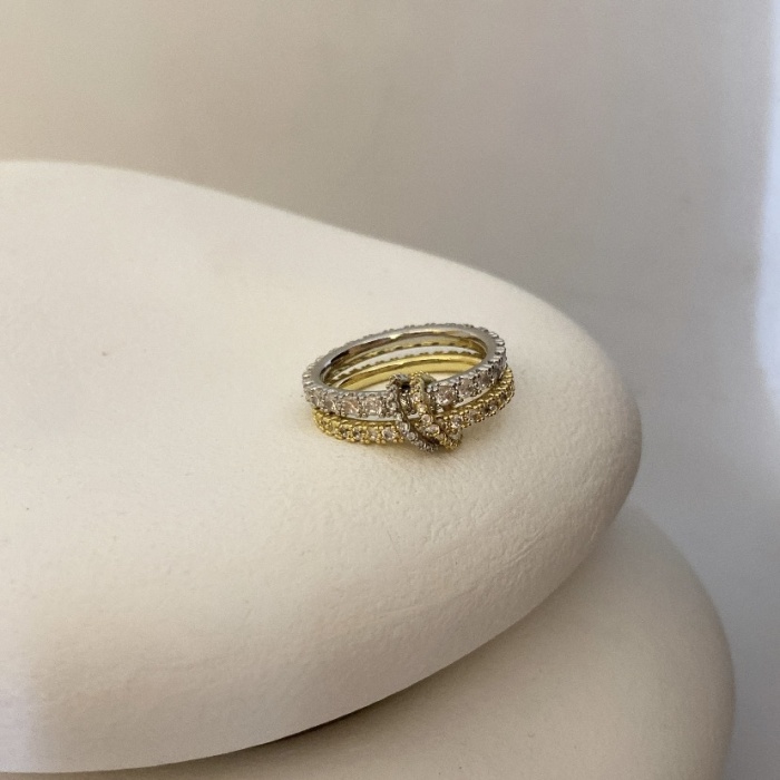 Silver&Gold 2li Taşlı Spinelli Yüzük