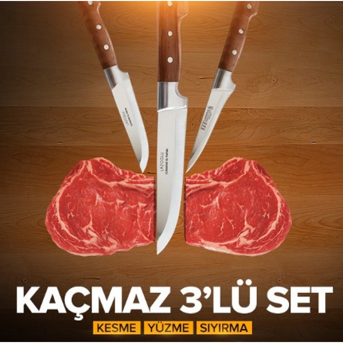 Lazoğlu El Yapımı Sürmene Kasap ve Kurban Seti 3 Parça