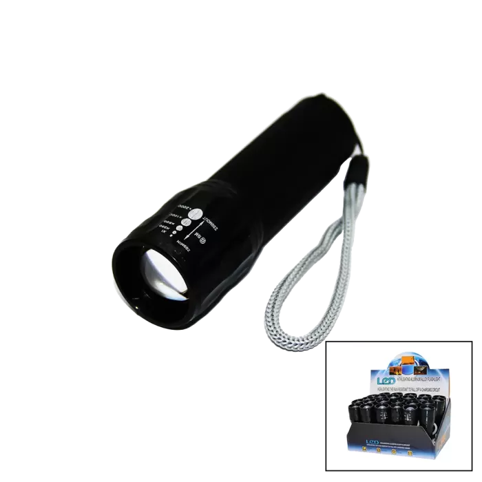 LED GOLD ORION HIGHLIGHTING ALUMİNUM FLASHLİGHT PİLLİ ZOOMLU EL FENERİ METAL KASA (4172)