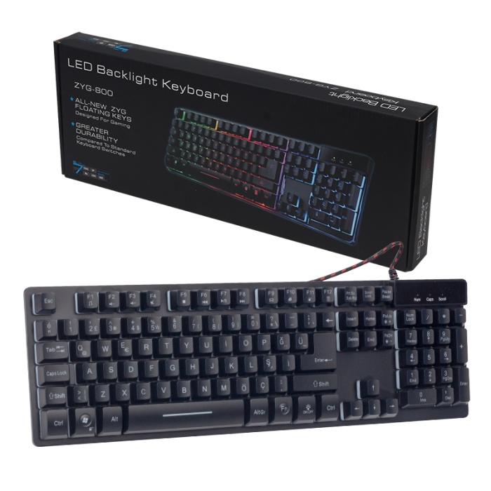 HELLO HL-18744 METAL KASA RGB IŞIKLI KABLOLU OYUNCU Q KLAVYE ZYG-800 (4172)