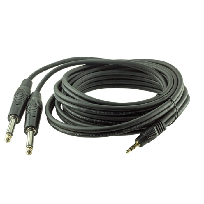 3.5 MM STEREO ERKEK / 2 X 6.3 MM MONO GİTAR ERKEK KABLO 3 METRE (4172)