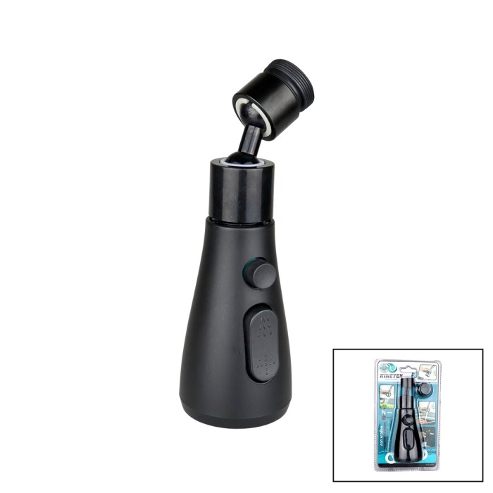360 DERECE DÖNEBİLEN- 3 MOD  SİYAH YAĞMUR PÜSKÜRTME BORULU KUBAR MUSLUK UCU KTX-3289 (4172)