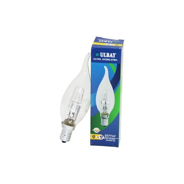 HALOJEN 28W - E14 SARI RENK KIVRIK ŞEFFAF MUM AMPUL (4172)