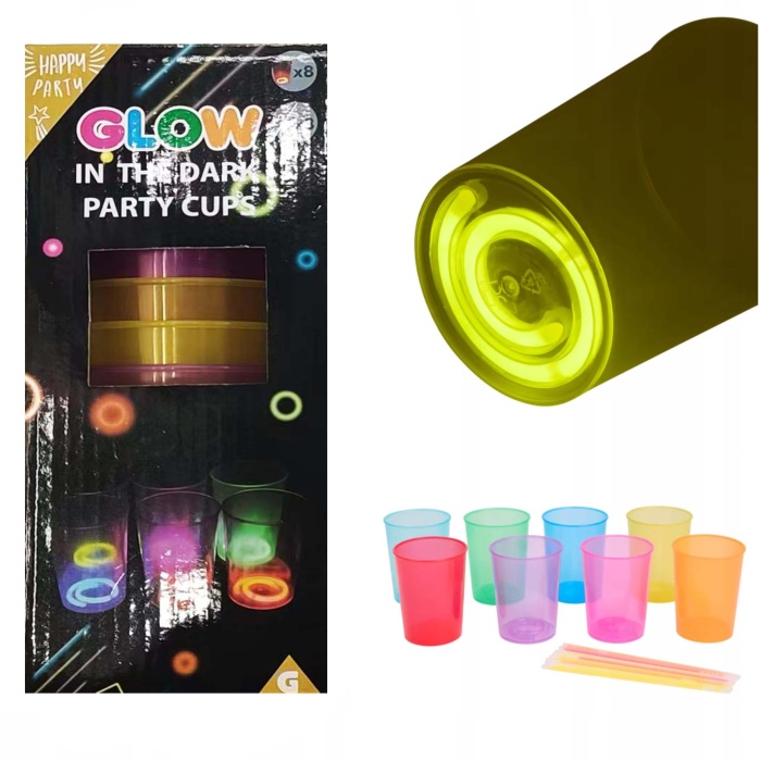 Karanlıkta Yanan Gece Işığı Mega Glow Bardaklar 8 Adet 8.5 x 10.5 cm (4172)