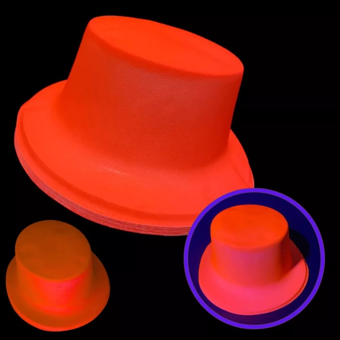 Neon Partisi Turuncu Renk Plastik Fötr Şapka (4172)