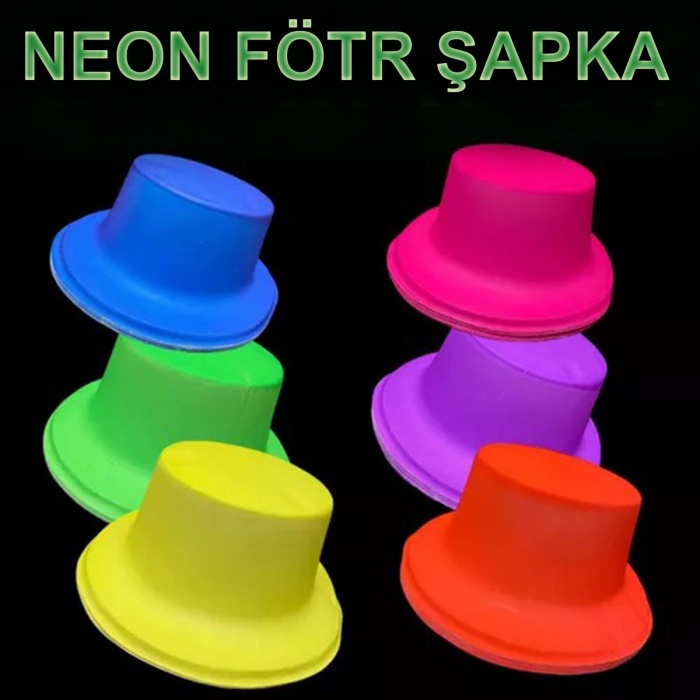 Neon Partisi Sarı Renk Plastik Fötr Şapka (4172)