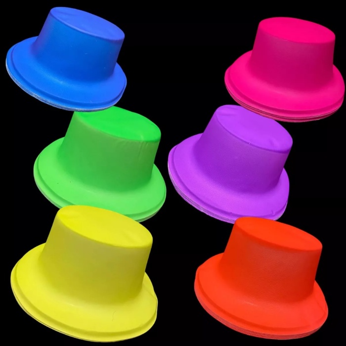 Neon Partisi Pembe Renk Plastik Fötr Şapka (4172)