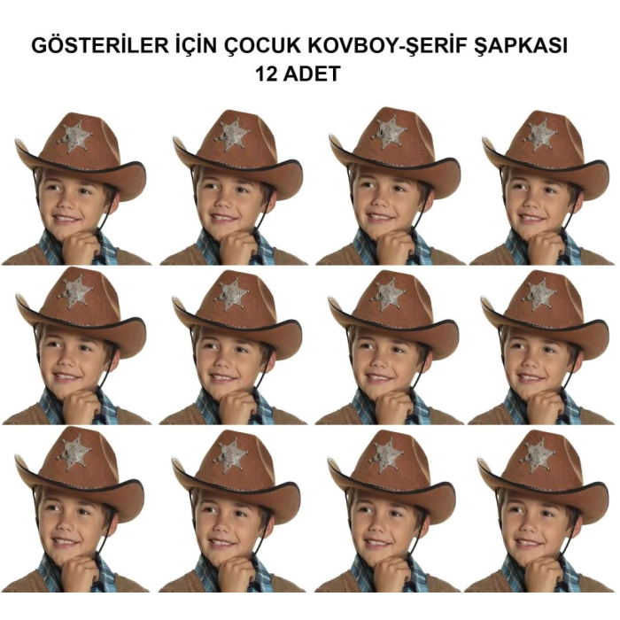 Kovboy Şerif Şapkası Kahverengi 12 Adet – Parti, Kostüm ve Gösteri İçin Mükemmel Seçim