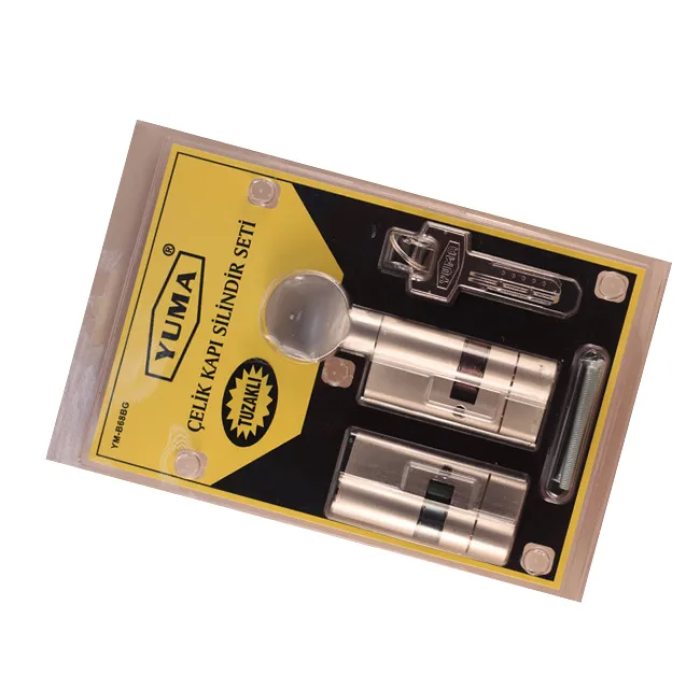 68mm Mandallı Çelik Kapı Tuzaklı Barel Seti - Saten