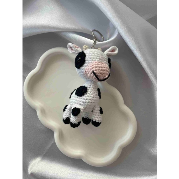 Amigurumi Anahtarlık  El Yapımı İnek 12 cm