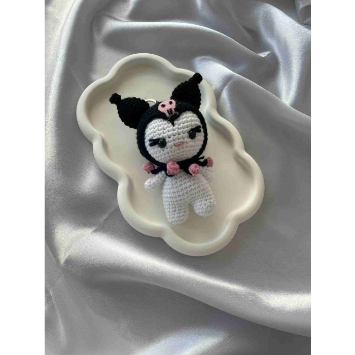 Amigurumi Anahtarlık  El Yapımı Kuromi 12 cm Siyah