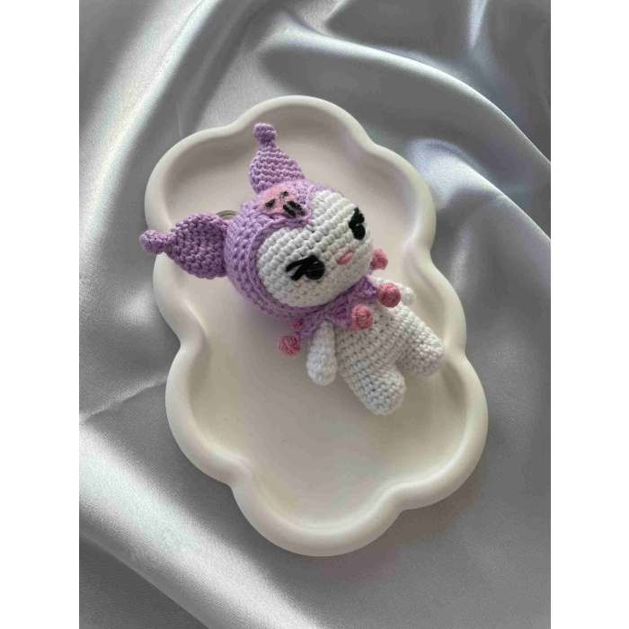 Amigurumi Anahtarlık  El Yapımı Kuromi 12 cm Lila