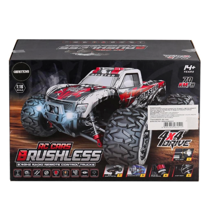 Nessiworld 866-1602 Kumandalı 1:16 70 km/h Brusless Araba 4x4