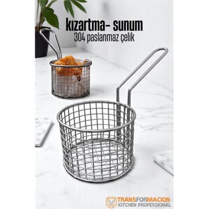 Modacar Patates Kızartma Süzgeci - Sunum Süzgeci 304 Paslanmaz Çelik