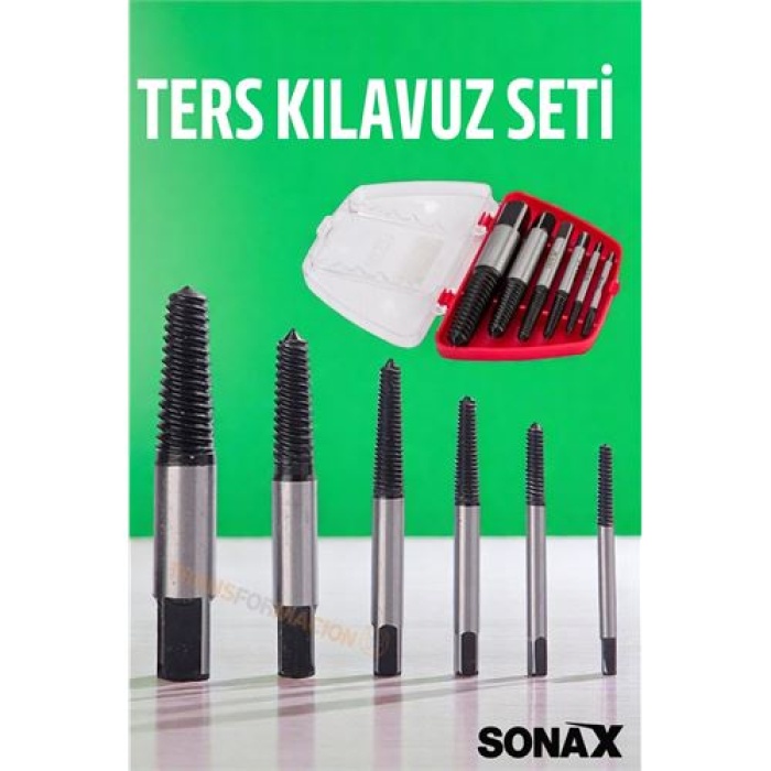 Modacar Ters Kılavuz 6 lı Set Saf Çelik Kırık Civata Vida Sökücü Kırılmış Vida Civata Sökme Aparatı