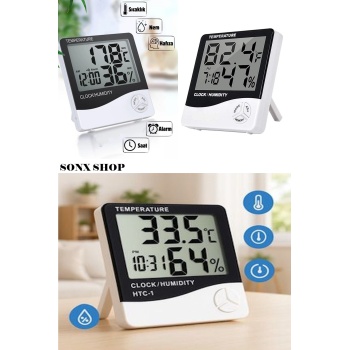 ® Yeni Ürün Akıllı Dijital Nem Sıcaklık Ölçer Termometre Masa Saati Fonksiyonel Ev Oda Ortam Dijital Sensörlü