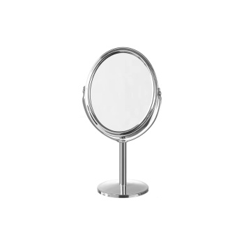 ® Yeni Ürün Oval Masaüstü Ayaklı 360° Dönebilen çift taraflı büyüteçli krom ayna 18X10cm
