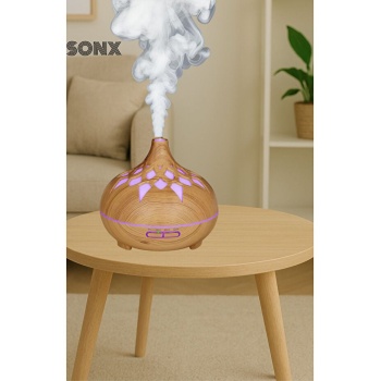Aroma Difüzör Gece Işığı 7 Led DESENLİ Nemlendirici Kumandalı Buhar Makinesi 550 ml