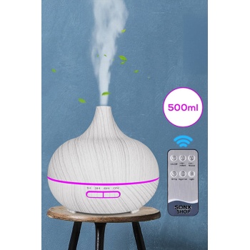 Aroma Difüzör Gece Işığı 7 Led Nemlendirici Kumandalı 550 ml Buhar Makinesi