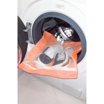 Turuncu Fermuarlı Hassas Çamaşır Terlik Ayakkabı Yıkama Filesi Büyük Boy