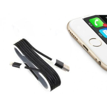 iPhone Örgü Şeklinde Renkli Çelik Şarj Data Kablosu Siyah