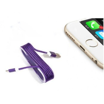 iPhone Örgü Şeklinde Renkli Çelik Şarj Data Kablosu Mor