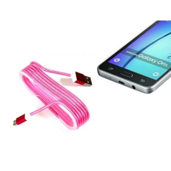 Android Örgü Şeklinde Renkli Çelik Şarj Data Kablosu Pembe