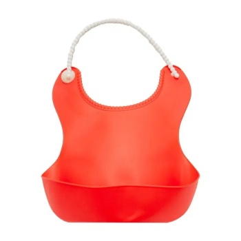 Pelikan Silikon Mama Önlüğü Silikon Hazneli Bebek Mama Önlüğü Kırmızı
