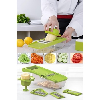 5 Başlıklı Hazneli Kaymaz Rende Jülyen Kesici Patates Havuç Rendesi