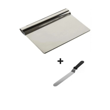 2li Set Hamur Şekillendirici Eğik Pasta Spatulası +Metal Hamur Kesici Kazıyıcı Spatula