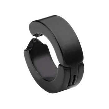 Erkek Küpesi 1 Adet Siyah Çelik Kıstırmalı Küpe Paslanmaz Atmaz Çelik Siyah Küpe