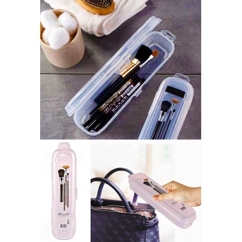 Multi Şeffaf Kapaklı Çanta İçi Saklama Diş Fırçası Makyaj Fırçası Kalemlik Kutusu