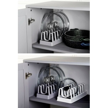 6 Bölmeli Tencere Kapak Rafı Tencere Kapak Organizeri