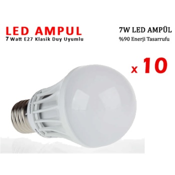 7W Enerji Tasarruflu Led Ampul 10 Adet