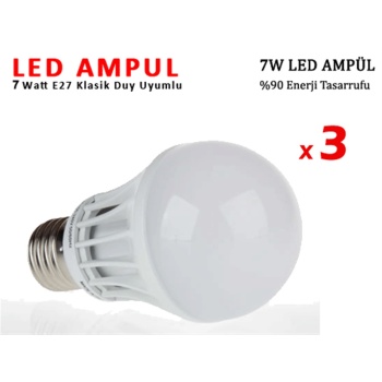 7W Enerji Tasarruflu Led Ampul 3 Adet