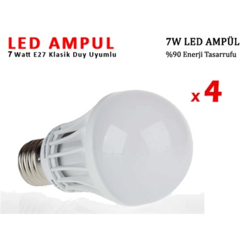 7W Enerji Tasarruflu Led Ampul 4 Adet