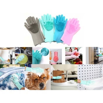 1 Çift Silikon Bulaşık Sebze Fayans Araç Yıkama Eldiveni