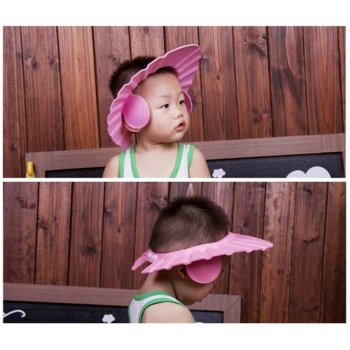 Kulaklıklı Düğmeli Ayarlanabilir Bebek Banyo Şapkası