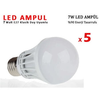 7W Enerji Tasarruflu Led Ampul 5 Adet