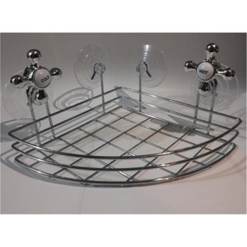 Vantuzlu Metal Köşe Banyo Duş Rafı