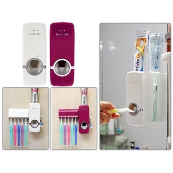 Otomatik Diş Macunu Sıkacağı 5 Adet Diş Fırçalığı Yapışkanlı